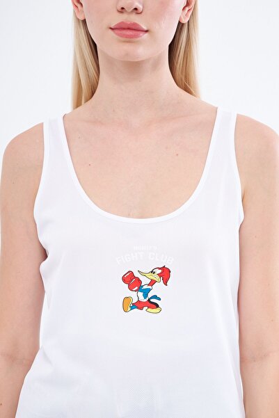 Moda Işık White Colored Thick Strap Athlete Undershirt - Duck Printed