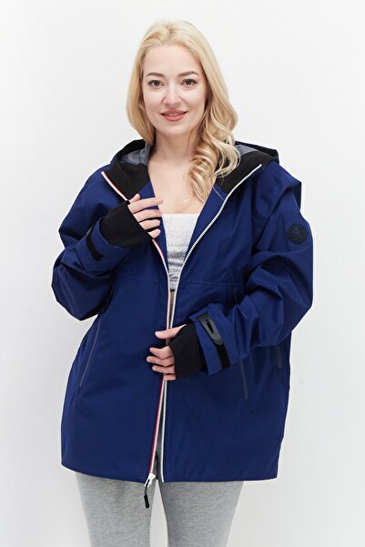 Fourlaps Kadın Kapşonlu Rüzgarlık Ceket، مافي كومبو