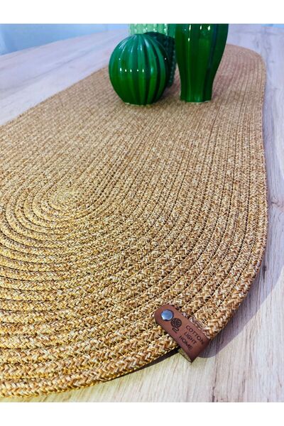 HLM TEKSTİL Runner Ψάθινη Κουζίνα, Σαλόνι, Τραπέζι, Αμαρικάνικη Σέρβις, Διακοσμητικό Ψάθινο Ιούτα 33*90 Runner