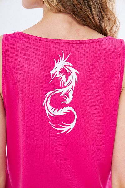 Moda Işık Fuchsia Colored Dragon Printed Thick Strap Sports Undershirt