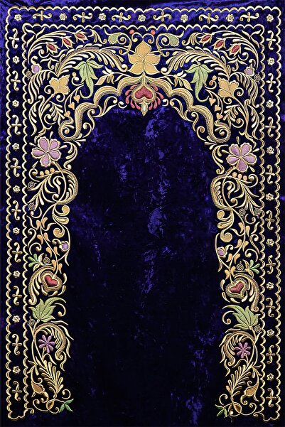 haliX İslami Motiflerle Süslenmiş Keçe Tabanlı Seccade | Kaymaz Tabanlı, Süng...