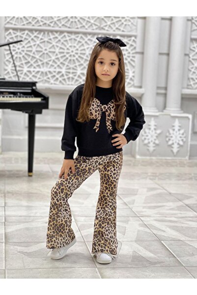 ARBİ kids Costum dublu pentru fete cu pantaloni spanioli leopard