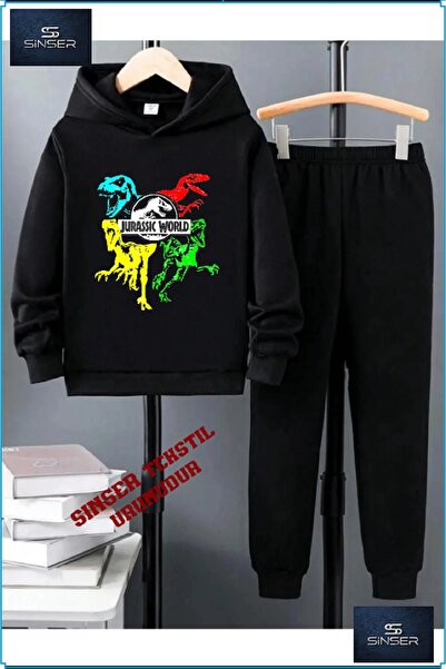 SS SİNSER Παιδικό σετ φόρμας με κουκούλα και στάμπα  "JURASSIC WORLD DINZR "