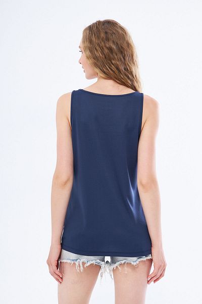 Moda Işık Navy Blue Colored Sports Tank Top - Thick Straps and Duck Print