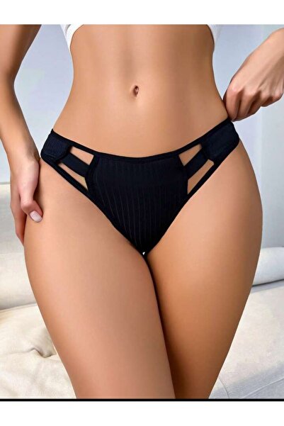 byen Gece Siyahı 3 Şeritli Hariksa Ötesi Zarif Dantel Külot harika ötesi