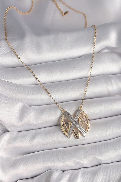 Skygo 316L Steel Gold Color Zircon Stone Vintage Model Women's Necklace - Tj-Bko9762
