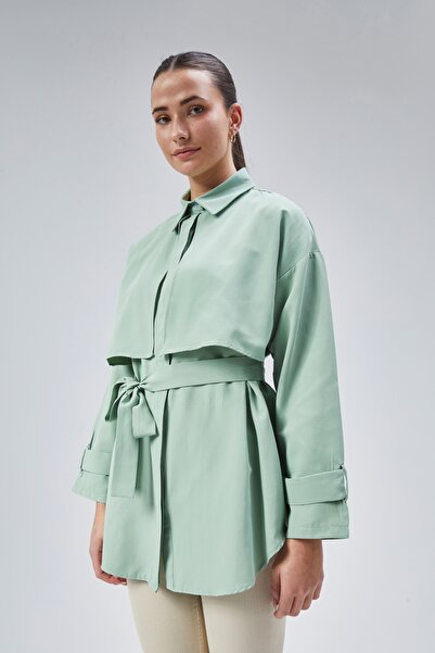 lurex moda قميص بحزام مع رداء