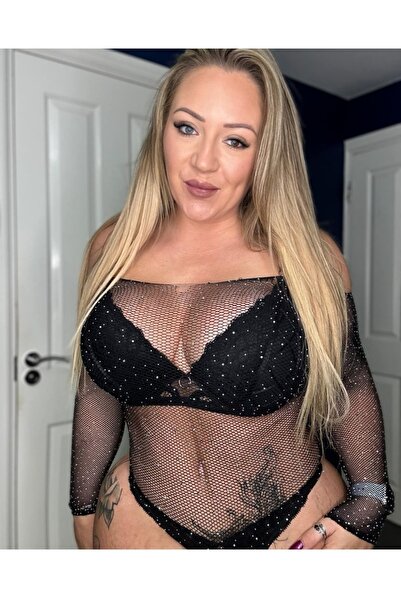 BYEN GİYİM Sonsuz Zerafetnyük Renkli Dünya Beden Taşlı Yumuşak İp dokulu File Bluz