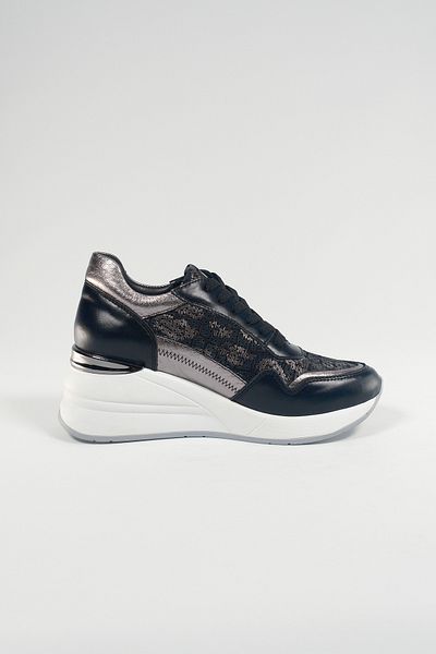 Velune Ludovica Black Leather Women's Sneakers - Genuine Leather, Casual Sports Shoes 24220