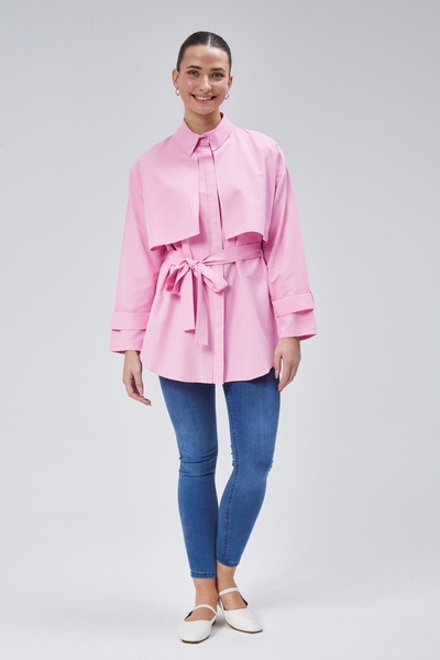 lurex moda Robalı Kuşaklı Gömlek