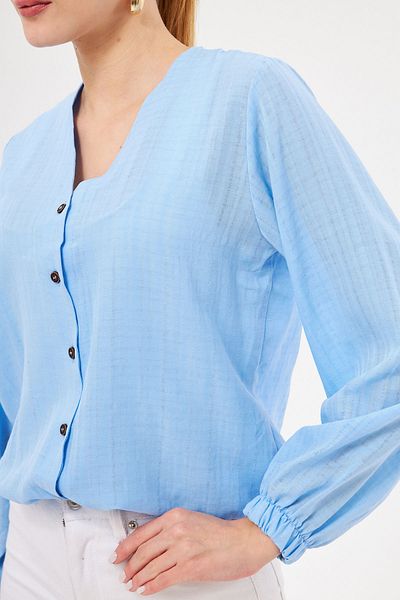 armonika Cămașă de damă Baby Blue cu mâneci elastice înfășurate ARM-24K 001002