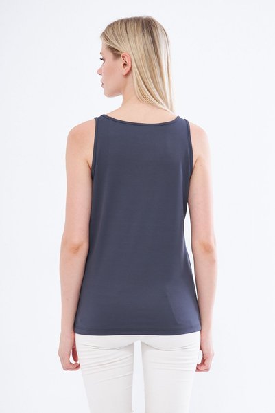 Moda Işık Athlete's Tank Top with Thick Straps, Jordon Printed, Anthracite Color