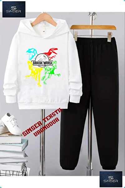 SS SİNSER Παιδικό σετ φόρμας με κουκούλα και στάμπα  "JURASSIC WORLD DINZR "