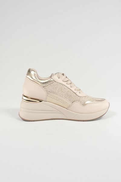 Velune Ludovica Beige Women's Sneakers - Genuine Leather, Casual Sneakers 24220