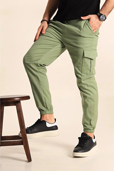 SERAZAT Cargo Pants Men's Green Jogger Pants Side Pocket Trousers