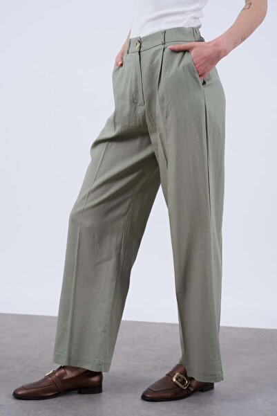 Askı Nişantaşı Elastic Waist Linen Trousers