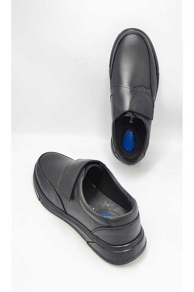 Tigerline În interior și în exterior Pantofi din piele naturală Ms 670013   Pantofi negri ultra confortabili pentru bărbați Branț medical
