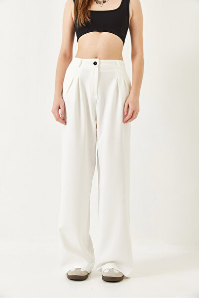 Bianco Lucci Women's Wide Leg Masculine Woven Trousers 60271019