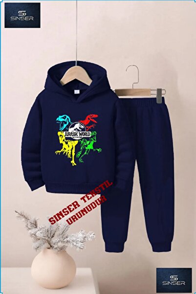 SS SİNSER Παιδικό σετ φόρμας με κουκούλα και στάμπα  "JURASSIC WORLD DINZR "