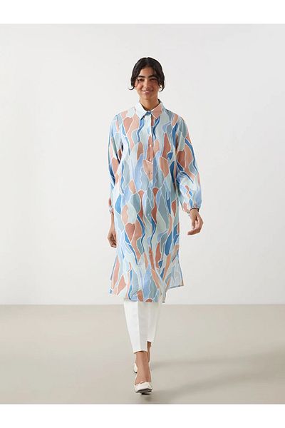 LC Waikiki Lcw Modest Yellow Print Women's Shirt Tunic