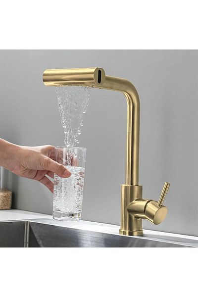 OEM Gold Matte Shower Waterfall - 3-Function Spiral Kitchen Sink Faucet with Fountain, 7 Years Warranty