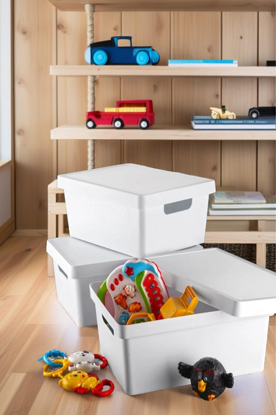Open Home Concept 10 Lt. White Lid Toy Box - 3 Pieces