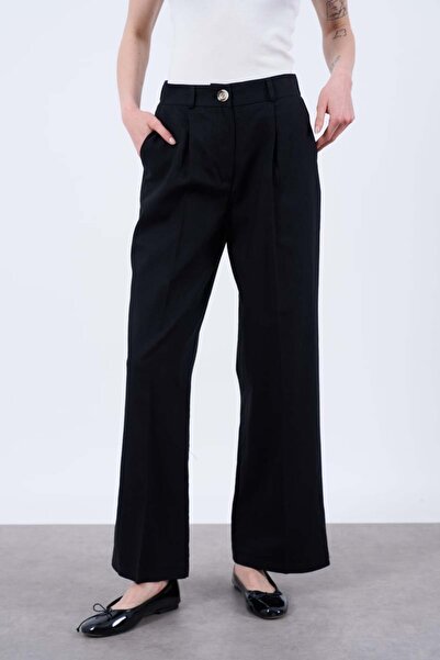 Askı Nişantaşı Elastic Waist Linen Trousers