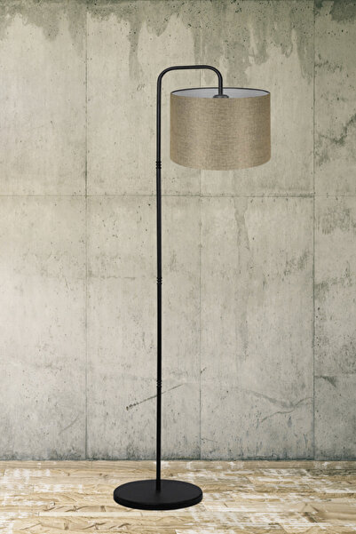 Art&Gift Suitable Metal Gövdeli Bej Kumaş Başlık Çok Amaçlı Lambader Salon Köşe Lambası