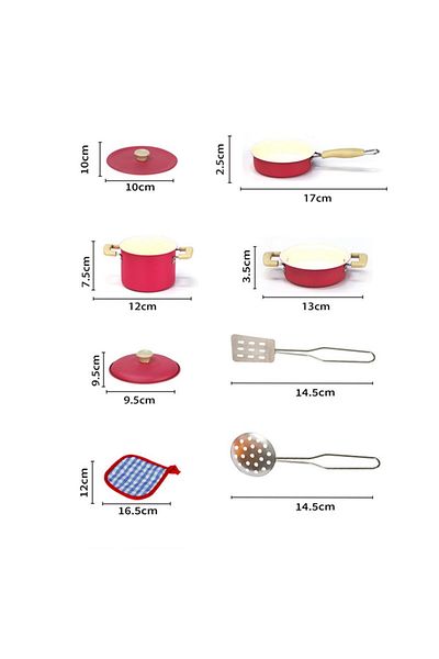 Magicway 8-Piece Colorful Enamel Cookware Set - Stainless Steel Toy Set for Dollhouse and Kitchen