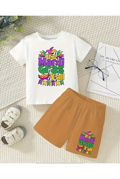 VESTIR BIEN Παιδικό σετ πάνω-κάτω μέρος με στάμπα Mardigras, 100% βαμβάκι