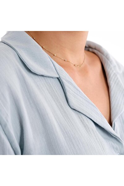 DALİSA Kadın Müslin Pijama Takımı Düğmeli Yakalı Pijama
