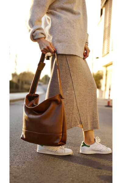 saraci leather craft Premium Deri Tote Bag, Büyük  Kadın Omuz Çantası– Gelene...