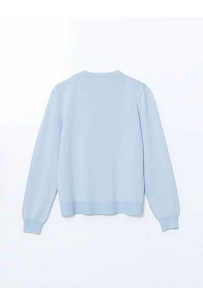 LC Waikiki Cardigan de tricotaj pentru femei LCW Modest Blue Crew Deck