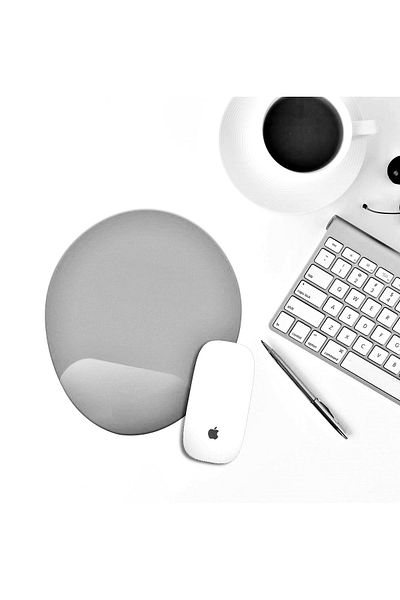 Boldy Mousepad with Wrist Support - Non-Slip Mouse Pad - Mouse Pad - Oval Mouse Pad - Gray Mousepad -Mouseped