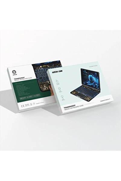 Green Lion حافظة لوحة مفاتيح سحرية شفافة لجهاز iPad Pro مقاس 11 بوصة / iPad Air مقاس 11 بوصة - أسود