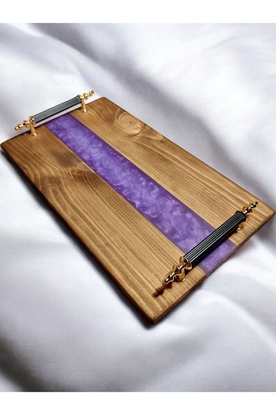 websunday Handmade Epoxy Natural Wood Tray, Promise Tray, Coffee Presentation Tray