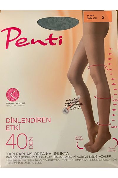 Penti Medium Shiny 40 Den Smoke Breath Resting Effect Stewardess Socks