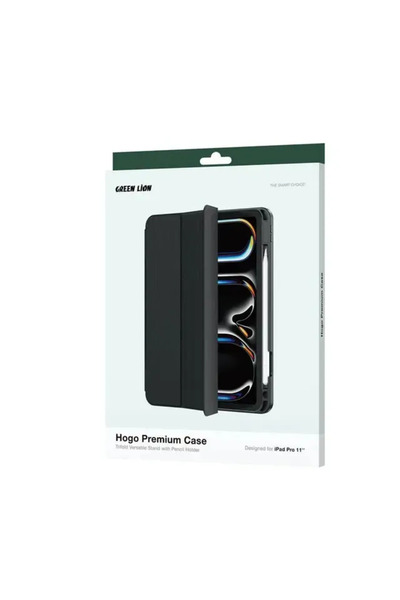 Green Lion حافظة هوجو بريميوم مع حامل قلم لجهاز ايباد برو 11 بوصة - اسود