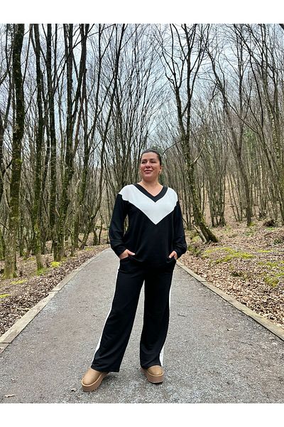 MJORA Set de mărime mare, cu decolteu în V, în dungi