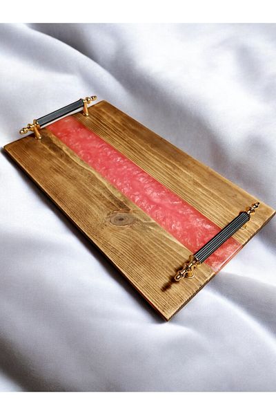 websunday Handmade Epoxy Natural Wood Tray, Promise Tray, Coffee Presentation Tray