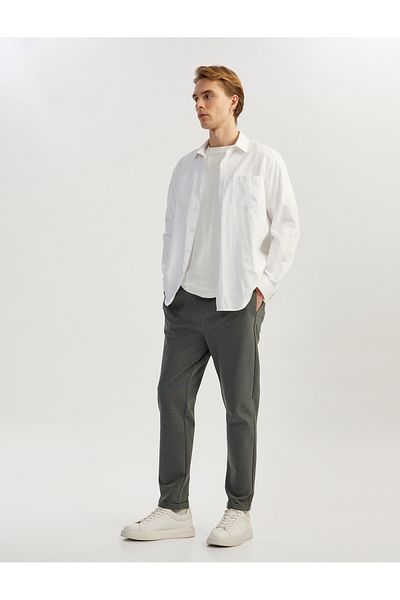 Koton Viscose Blended Folded Leg Waist Lace-Up Trousers