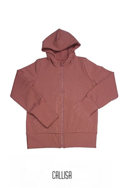 CALLISA Kapüşonlu Eski Pembe Bambu Ve Organik Pamuk Çocuk Ceketi