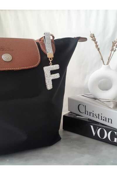 bijoux uniques Zircon Stone F Letter Bag Charm&Keychain