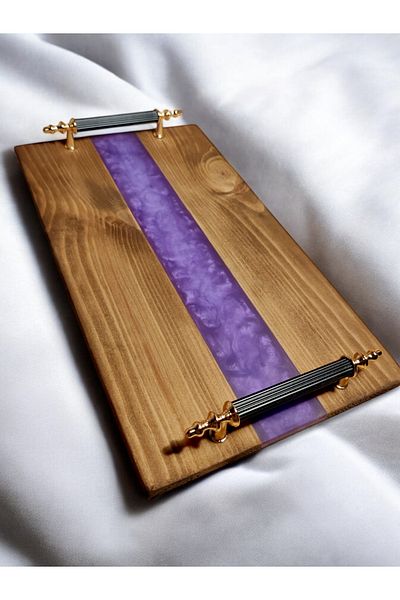 websunday Handmade Epoxy Natural Wood Tray, Promise Tray, Coffee Presentation Tray