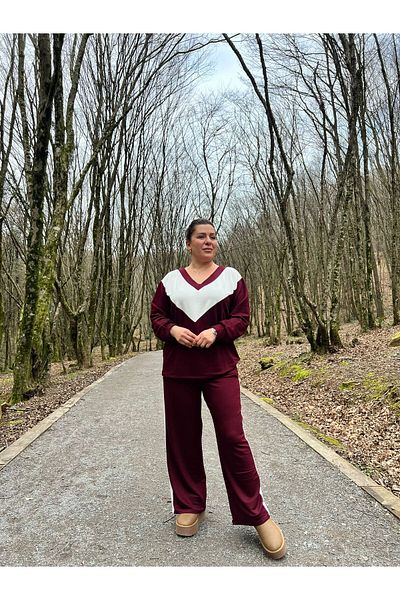 MJORA Set de mărime mare, cu decolteu în V, în dungi