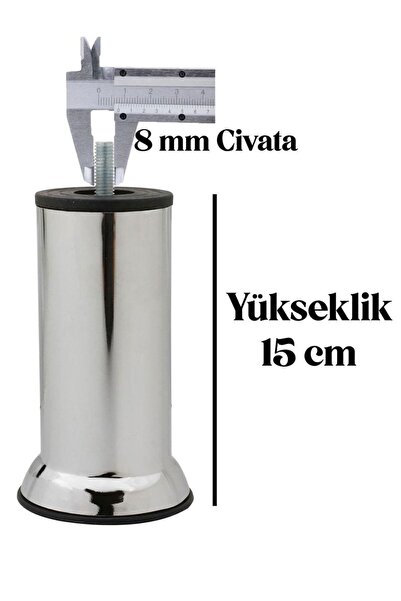 ZFS Baza Ayağı Krom Baza ve Dolap Yükseltici 15 Cm ( 8 MM Diş Kalınlığı ) 1 Adet