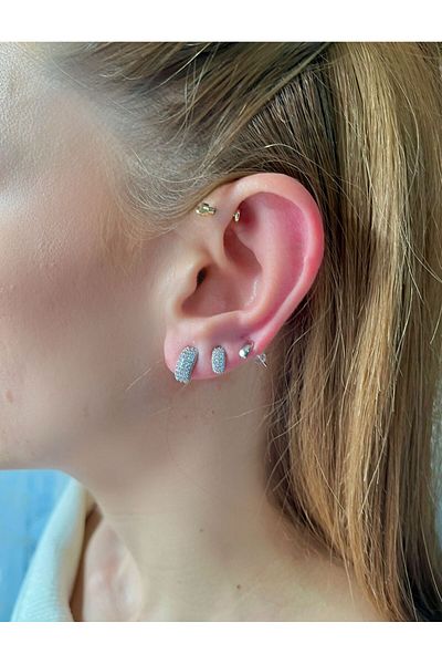 Bijou Luz Silver Cornered Earrings Set of Six