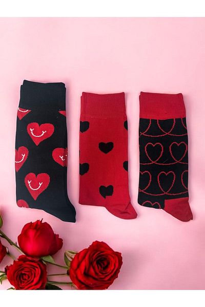 The Babylon Socks 3 Pairs of Women's Socks with Heart Pattern Special for Lovers