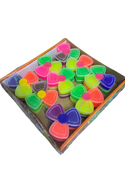 Genel Markalar Stres Çarkı Şeklinde Dönen Slime Simli Neonlu Parlak Fosforlu Renkli Slaym Jel Oyun Hamuru 3adet