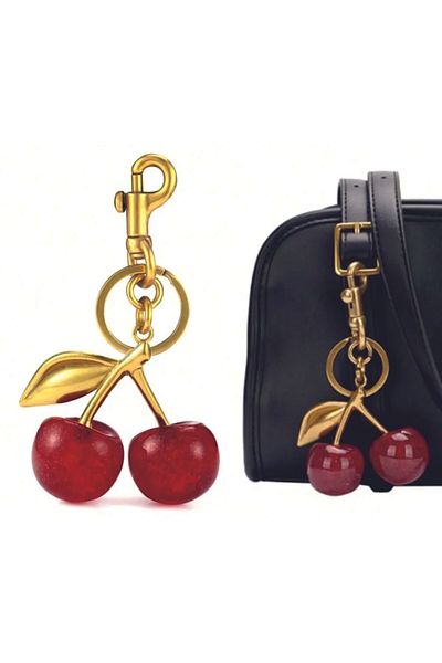 Çantafone Cireș Dimensiune Mare Mat Aur Detaliat Roșu Viral Geantă Charm Bag Ornament / Breloc